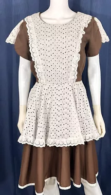 Brown Square Dance Dress Kate Schorer Apron Rockabilly Western 26” Waist Vintage • $31.35