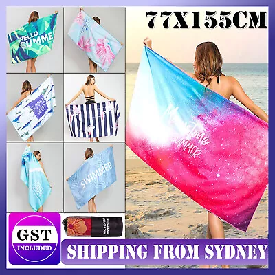 $19.99 • Buy 77x155CM Microfibre Travel Beach Towel Sand Free Quick Dry Swimming Bath Towel
