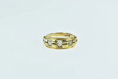 14K 0.25 Ctw Diamond Vintage 3 Stone Squared Ring Yellow Gold *97 • $365.46