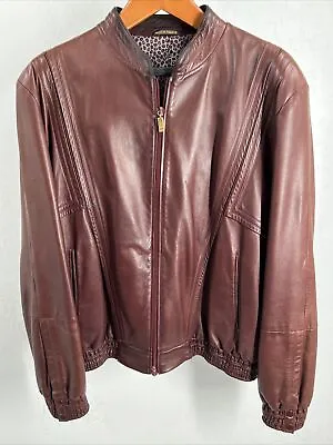 Zilli Larsen Lambskin Glove Leather Jacket In Toucan Size 54 Silk Lined XL • $695