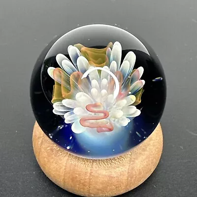 Contemporary Art Glass Marble 1.30  Abstract Fumed Implosion Boro MIB Handmade • $53.99