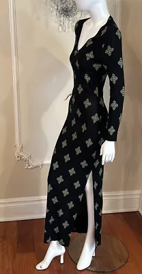 GIANNI VERSACE VERSUS Long Viscose Black Strech Dress Size 42 IT/ USA 6 • $424