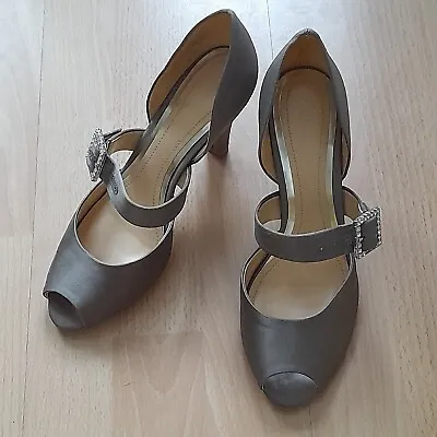 £10 • Buy Clarks Ladies Taupe Diamonte Open Toe Shoes Size 4.5 D