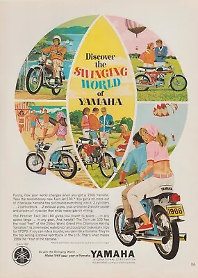 1966 Yamaha Twin Jet 100 Motorcycle - Skydive Beach Balloon - Print Ad Art • $9.79