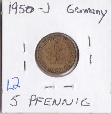 1950-J Germany 5 Pfennig L2 • $1.99