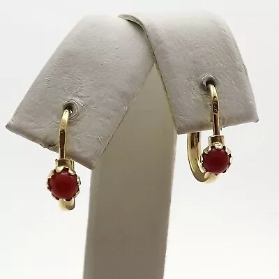 18k Gold 750 Italy Coral Sleeper Endless Small Baby Child Hoop Earrings New • £209.76