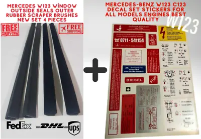 Mercedes W123 Window Outside Seals Outer Rubber Scraper Brushes 4 PIECES + GİFT • $101.90
