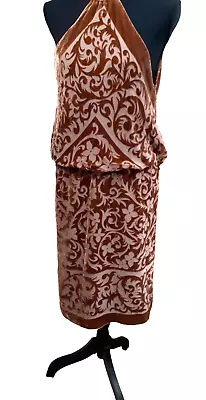 Nicole Miller Collection Womens Brown Rayon Silk Textured Halter Sheath Dress 2 • $37.99
