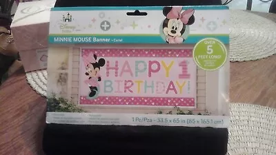Disney Baby Minnie Mouse 1st Birthday Banner 5 Ft Long Party Supplies New In Pkg • $8.99