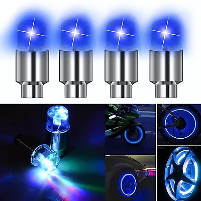 4x Blue LED Light Caps Car Parts Wheel Tire Air Valve Stem Cover Car Accessories • $5.65