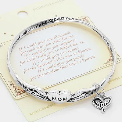 Mom Bracelet Mobius Bangle Inscribed Message Mother Family Love Heart Wings • $12.99