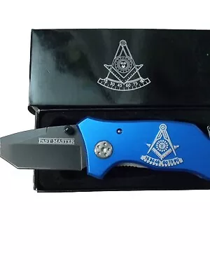 Freemason Blue Folding Pocket Knife - Masonic Past Master - NEW! (37) • $28