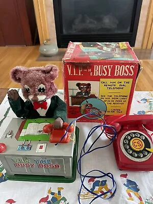 Vintage Tinplate Battery Op VIP The Busy Boss Bear CragstonJapan. Very Nice • $9.95