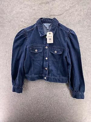 Miss Selfridge Womens UK 6 Blue Denim Jacket Biker Trucker EU 34 100% Cotton NWT • £14.99