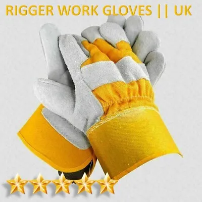 10 X Heavy Duty Rigger Gloves Cut Proof Canadian Leather Gardening Builders Work • £2.14