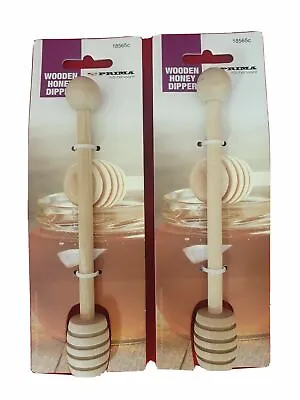 2 X HONEY DIPPERS WOODEN CLASSIC HOME KITCHEN NO SPILL SPOON BREAKFAST TOOL UK • £3.99