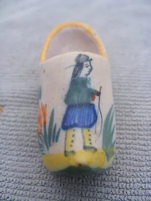 Vintage Early HR QUIMPER FRENCH POTTERY SHOE Miniature Salt Cellar Brittany Man • $15.95