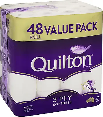 $30.95 • Buy Pack Of 48 Quilton Toilet Paper Tissue Rolls 3-Ply 180 Sheet