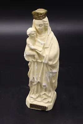 Virgin Mary Madonna And Infant Child Jesus Bible Golden Crown Statue Antique • $92.96