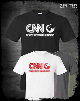 CNN Fake News Network T-Shirt Funny Meme Fraud Corrupt Liberal M5M Media Trump • $13.84