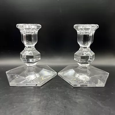 Val St Lambert Gardenia 2 Crystal Candle Stick Holders • $34.99