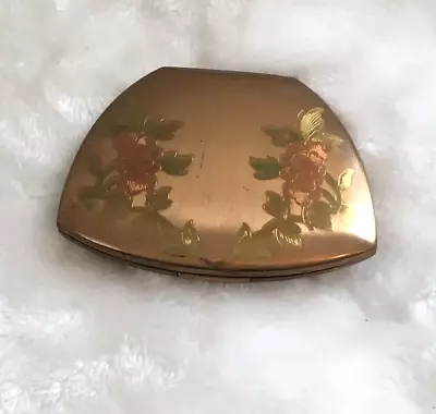 Vintage Elgin American Powder Makeup Compact Mirror Floral Design • $25.99