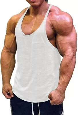 Muscle Cmdr Men's Bodybuilding Stringer Tank Tops Y-Back Gym Fitness Workout Tra • $34.98