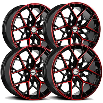 $771.96 • Buy (Set Of 4) Shift H35 Piston 18x8.5 5x112 +32mm Black/Red Wheels Rims 18  Inch