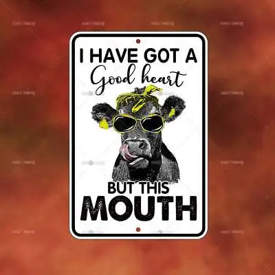 $13.95 • Buy Good Heart Cow Metal Sign Home Room Wall Art Gift Decor Funny A3050
