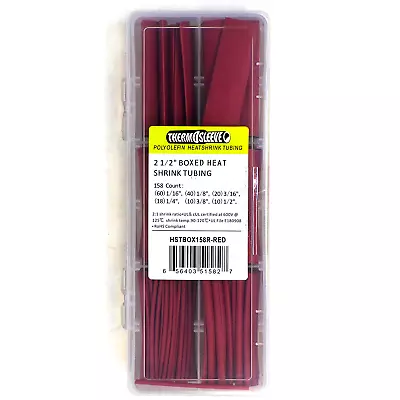 ThermoSleeve 158pc Of 2 1/2  Red 1/2  To 1/16  2:1 Ratio Polyolefin Heat Shrink • $11.75