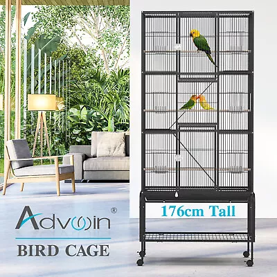 Advwin Bird Cage 176CM Large 3 Perches Aviary Parrot Budgie Wheel W/ Brake AU • $229.90