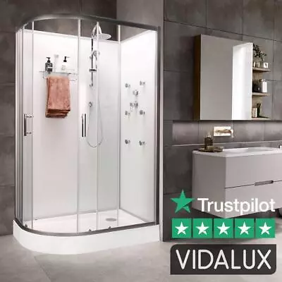 Vidalux 1200 X 800 Left Shower Cabin Black UK's #1 Fast Build Enclosure No Leaks • £559