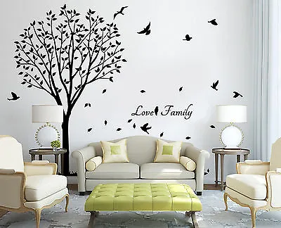 X-Large Family Tree Bird Wall Quote Art Wall Stickers UK   SH188 • £1.07