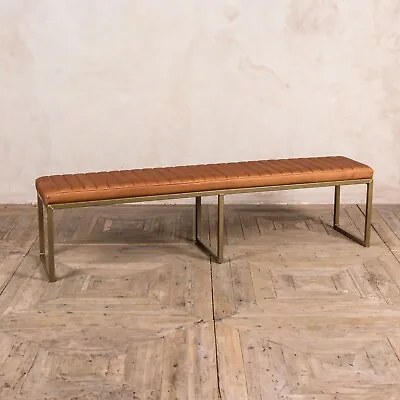 Leather Dining Bench Tan Bench Seat Restaurant Furniture • £440
