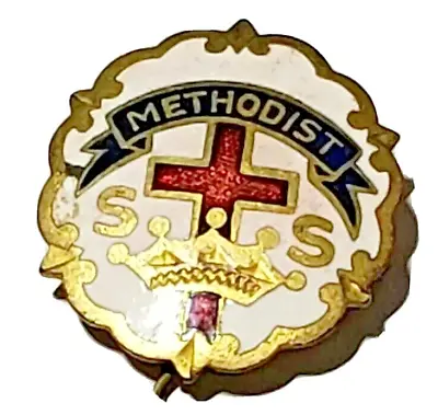 Methodist Sunday School Pin Gold Filled Pendant SS Cross And Crown Little System • $9.99