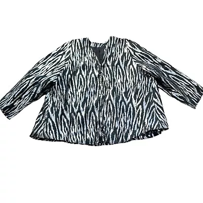 Vintage Handmade Uk Size 20 Women Zebra Pattern Blazer Jacket Long Sleeve • £7