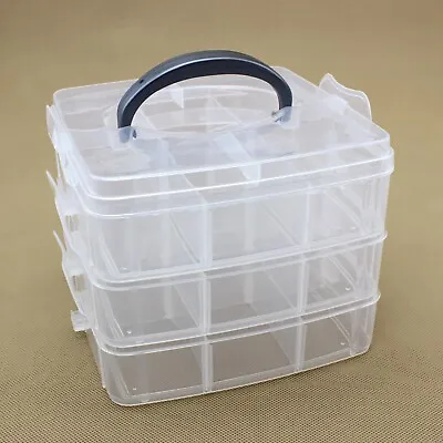 3 Layers Plastic Jewelry Bead Storage Box Container Organizer Case Craft 150mm • $13.50
