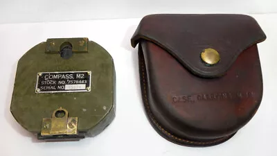 WWII Vintage M2 Compass With M-19 Carrying Case Stock No. 7578443 S/N 35374 • $179