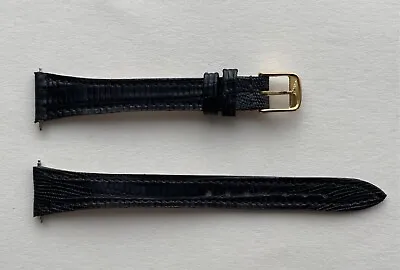 Longines Watch Strap Real Lizard Leather Strap Black With Buckle 15mm New • £95