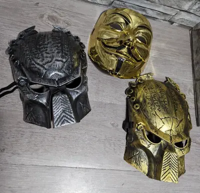 $22.45 • Buy DAMAGED MASK LOT Predator AVP Gold Anonymous V For Vendetta Halloween Helmet