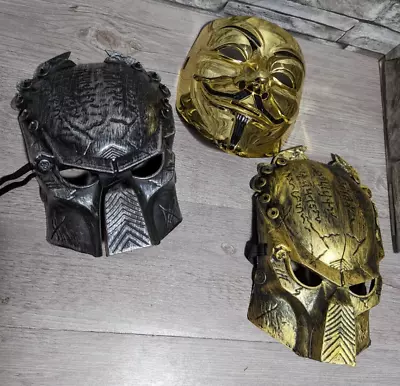 $22.45 • Buy DAMAGED MASK LOT Predator AVP Gold Anonymous V For Vendetta Halloween Helmet