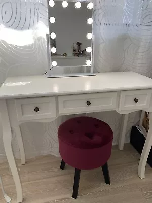 $100 • Buy White Dressing Console Table With 3 Storage Drawers Dresser Makeup Vanity Desk