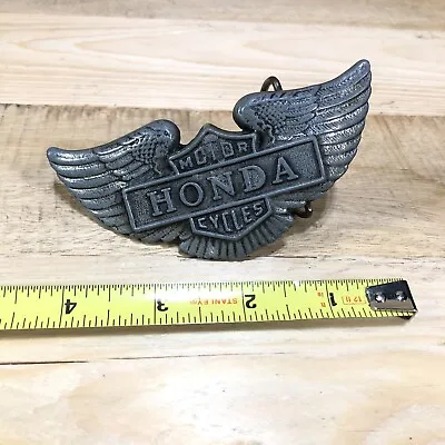 Vintage 1970s Honda Motor Cycles Wings Pewter Belt Buckle #685 • $8.46