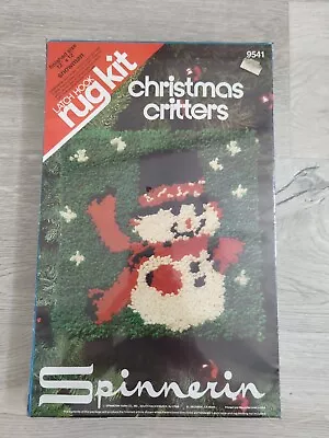 $15 • Buy Christmas Critters 9541 Snowman Latch Hook Rug Kit 12  X 12  Vintage Spinnerin