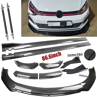 For VW GOLF MK7 MK7.5 GTI Fiber Front Bumper Lip Spoiler 86.6  Side Skirt/ Kit • $169.99