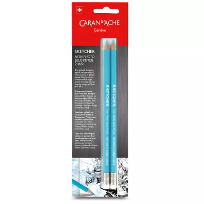 Caran D'Ache Sketcher Pencil Non-Photo Blue 2 Pencils Fine Sketching Photcopier • £7.49