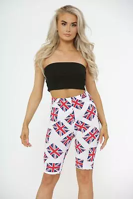 Cycling Shorts Women Union Jack Hot Pants Ladies For Gym Running Printed Shorts  • £6.99