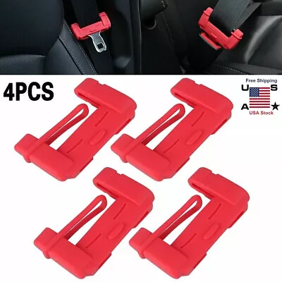 4PCS RED Car Seat Belt Buckle Clip Anti-Scratch Protector Cover Accessories NEW • $11.88