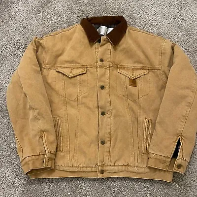 Vintage Carhartt Detroit Jacket XL Santa Fe Work Wear Coat Wool Lined Beige • $145