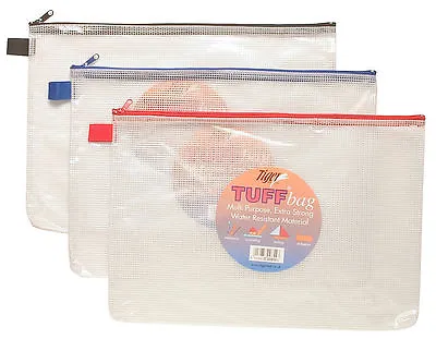 A4+ Tuff Bag Heavy Duty Strong Wallet Document Storage Waterproof Pouch 35x25cm • £2.99